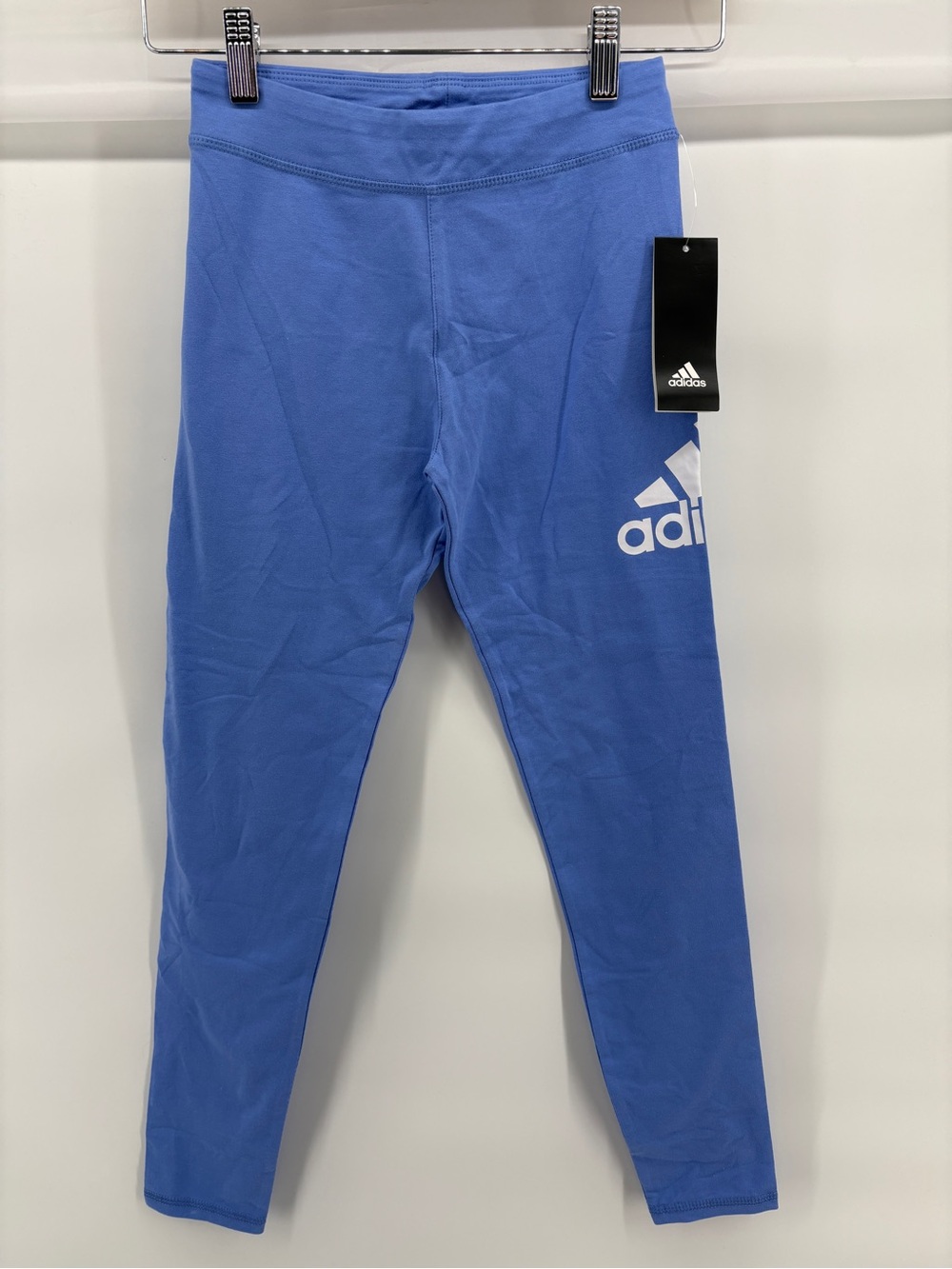 Adidas Youth Girls Leggings Blue Logo Graphic  Size Medium 10/12 NWT